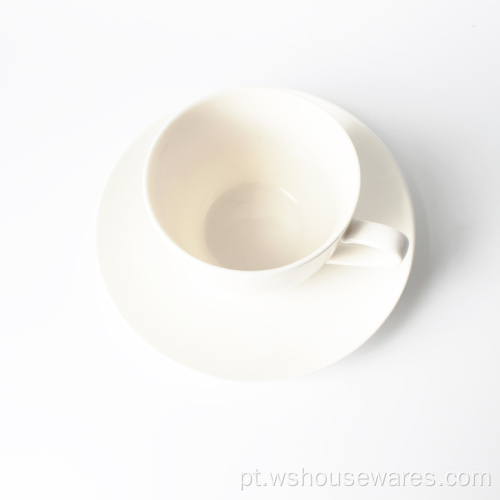 Conjunto de xícara de café bonechina branco puro britânico